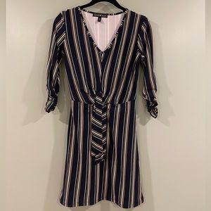 Navy blue pinstripe dress